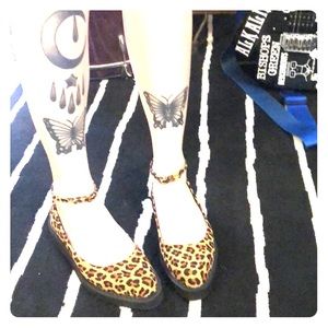 Leopard T.U.K pointed ballet maryjane creepers